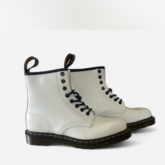 Dr. Martens Shoes - Dr. Martens White and Black Lace-Up Boots
